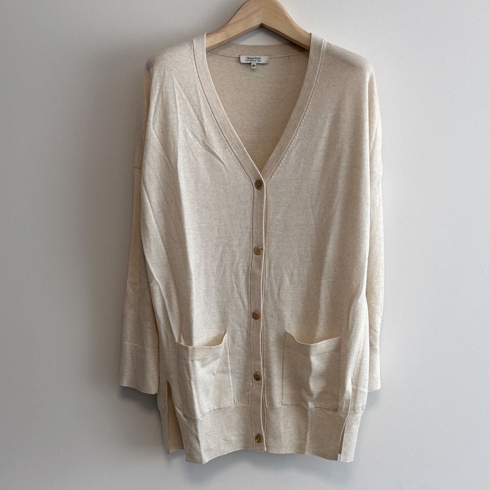 Aritzia babaton Heather birch fine wool cardigan sz xs preloved